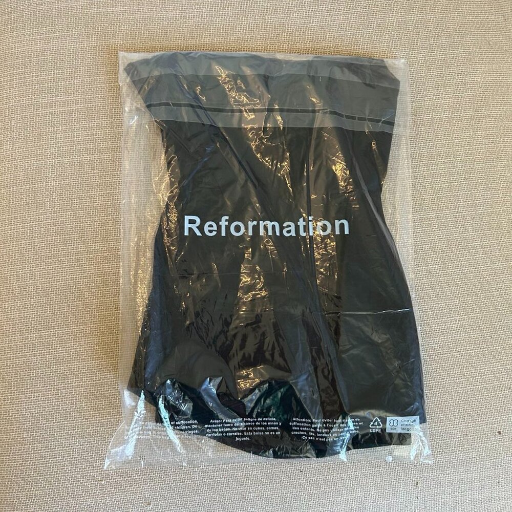 Reformation Black Halter Button-Front Peplum Top - Picture 5 of 10